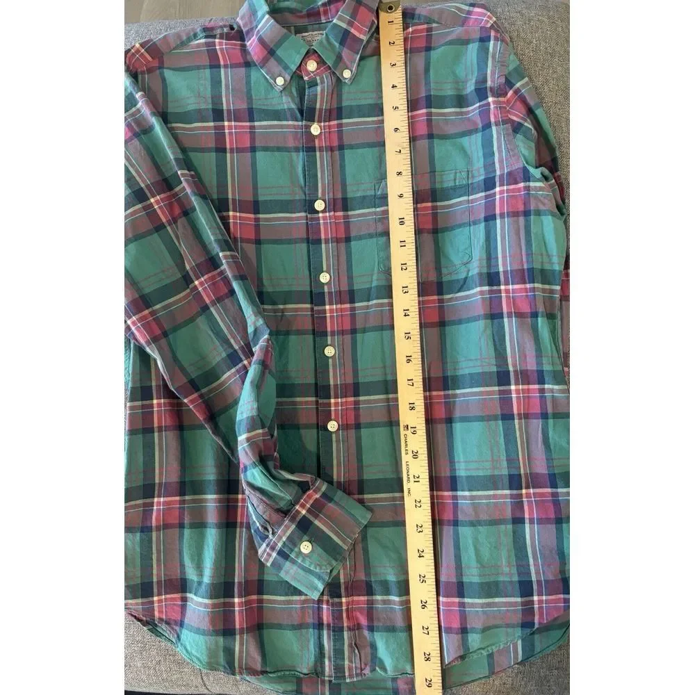J. Crew Summer‎ Plaid Button Down Shirt Men's Size Large Business Casual